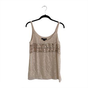 White House Black Market Beige Sequin Top S